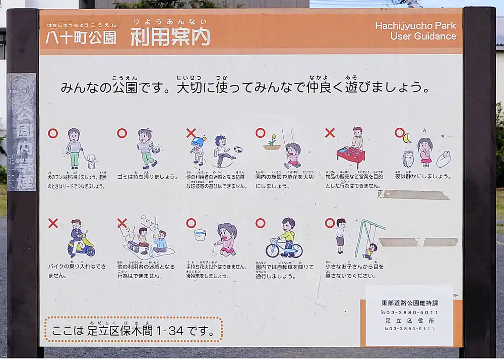 八十町公園の案内板