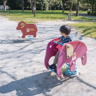 水元公園の雑木の丘エリアにあるロッキング遊具