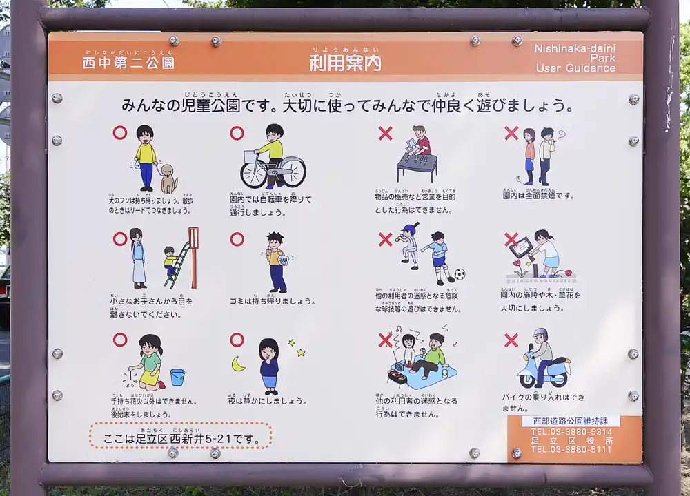西中第二公園の案内板