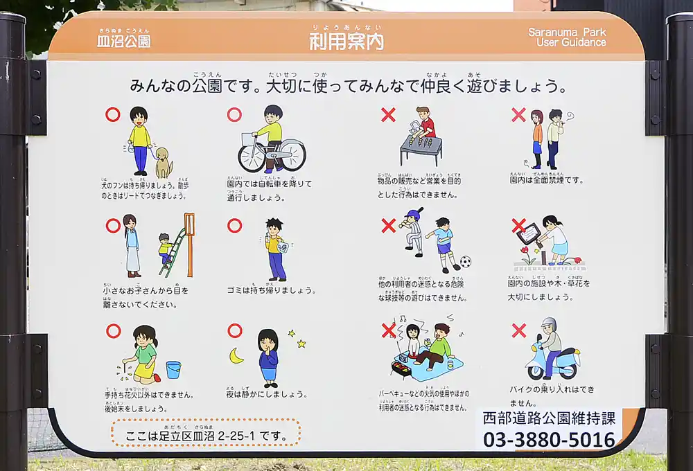 皿沼公園の案内板