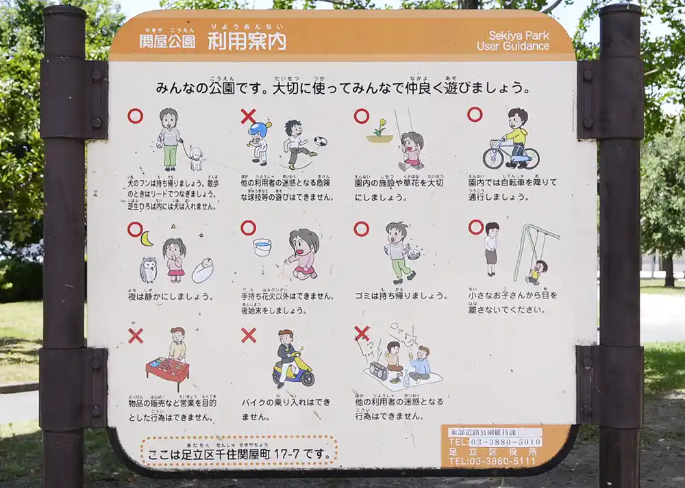 案内板（関屋公園）