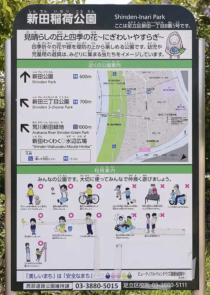 新田稲荷公園の案内板