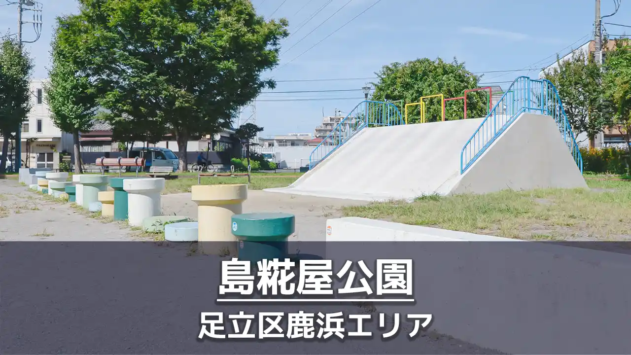 【島糀屋公園】ターザンロープや大きな滑り台で遊べる公園｜ボールで遊べるグラウンドあり