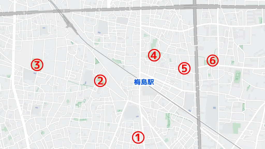 梅島駅周辺で子供を遊ばせるのにおすすめの公園map