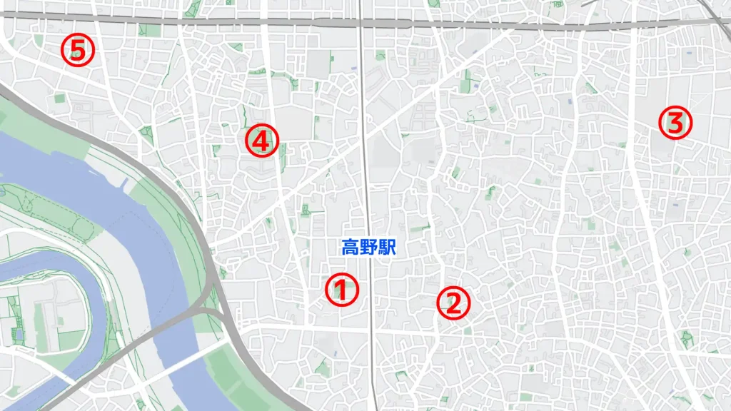 高野駅周辺で子供を遊ばせるのにおすすめの公園map