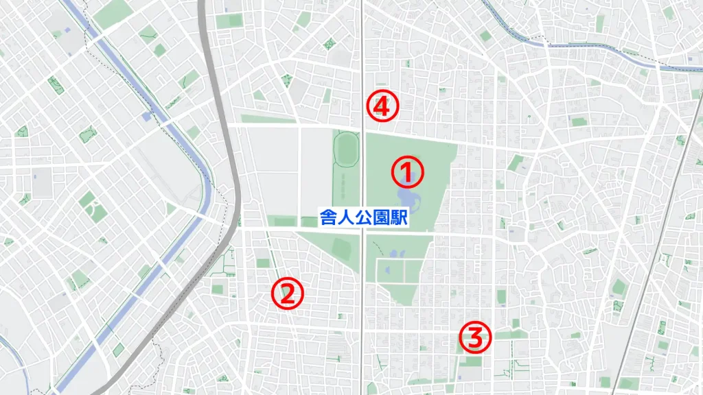 ●駅周辺で子供を遊ばせるのにおすすめの公園map