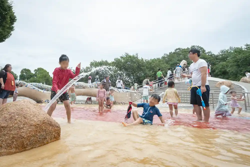 舎人公園のじゃぶじゃぶ池（浮球の池）の写真
