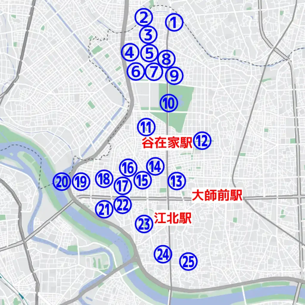 【足立区西エリア】子供が遊べるおすすめの公園の地図